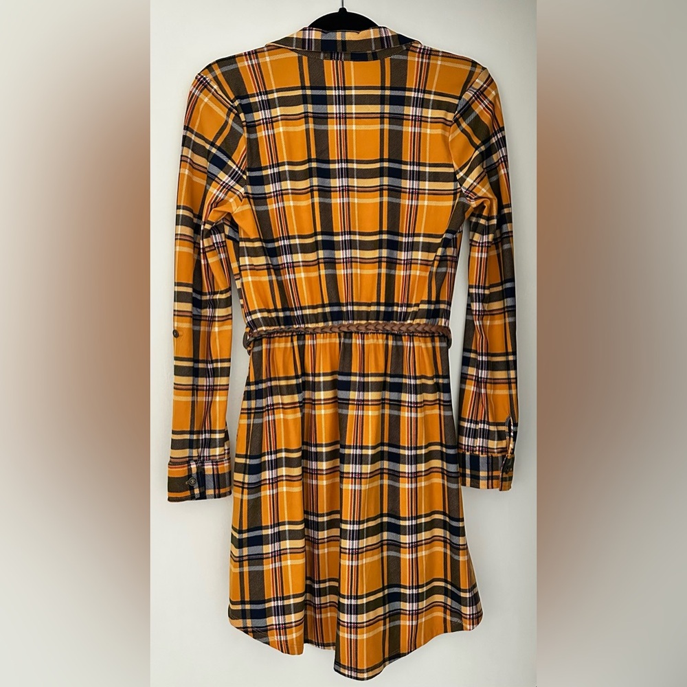 Derek Heart Plaid Button-Up Mini Dress with Belt Size Medium - Picture 2 of 6